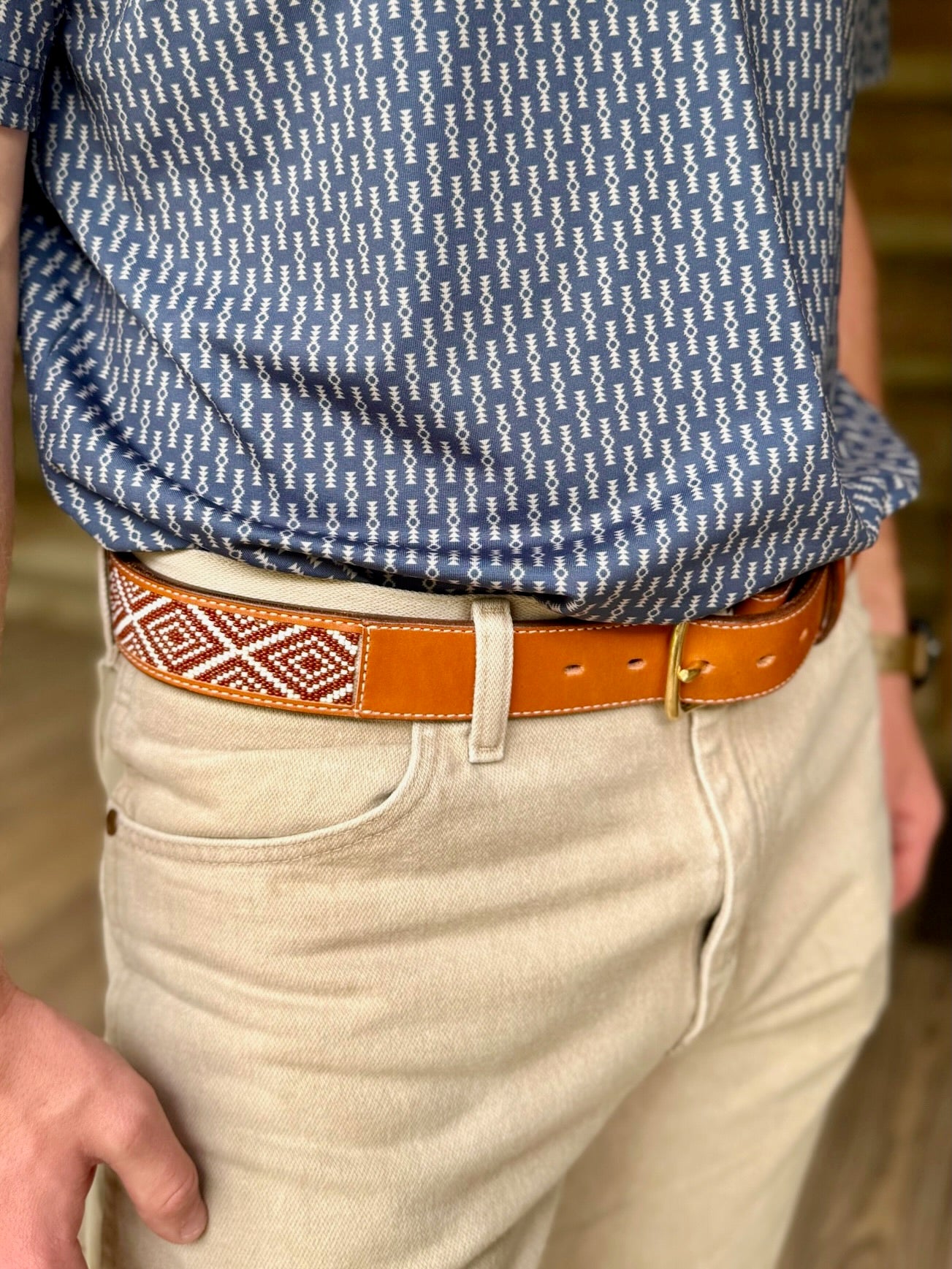 The Founder's Belt - Brown & White